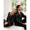 image:imageSWOMOG Couples Matching Pajamas Set WoWomen amp Women Satin Long Sleeve Sleepwear Soft Button Down Pj Set Silk Loungewear Women Black Large