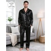 image:imageSWOMOG Couples Matching Pajamas Set WoWomen amp Women Satin Long Sleeve Sleepwear Soft Button Down Pj Set Silk Loungewear Women Black Large