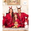 image:imageSWOMOG Family Matching Pajama Set Silky Satin Pajamas Long Sleeve Sleepwear Button Down Loungewear 2 Pcs Pj SetRed 110Age for 45Y
