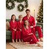 image:imageSWOMOG Family Matching Pajama Sets Couple Silk Satin Christmas PJs SetsRed