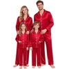image:imageSWOMOG Family Matching Pajama Sets Couple Silk Satin Christmas PJs SetsRed