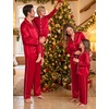 image:imageSWOMOG Family Matching Pajama Sets Couple Silk Satin Christmas PJs SetsRed