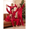 image:imageSWOMOG Family Matching Pajama Sets Couple Silk Satin Christmas PJs SetsRed