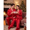 image:imageSWOMOG Family Matching Pajama Sets Couple Silk Satin Christmas PJs SetsRed Leopard