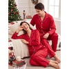 image:imageSWOMOG Family Matching Pajama Sets Couple Silk Satin Christmas PJs SetsRed Leopard