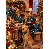image:imageSWOMOG Family Matching Pajamas Silk Satin Long Sleeve Sleepwear Soft Button Down Loungewear 2 Pcs Pj Set KidsChristmas Green