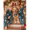 image:imageSWOMOG Family Matching Pajamas Silk Satin Long Sleeve Sleepwear Soft Button Down Loungewear 2 Pcs Pj Set KidsChristmas Green
