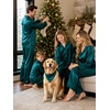 image:imageSWOMOG Family Matching Pajamas Silk Satin Long Sleeve Sleepwear Soft Button Down Loungewear 2 Pcs Pj Set KidsDark Green