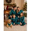 image:imageSWOMOG Family Matching Pajamas Silk Satin Long Sleeve Sleepwear Soft Button Down Loungewear 2 Pcs Pj Set KidsDark Green