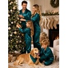 image:imageSWOMOG Family Matching Pajamas Silk Satin Long Sleeve Sleepwear Soft Button Down Loungewear 2 Pcs Pj Set KidsDark Green