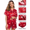 image:imageSWOMOG Womens Silk Satin Pajama Sets 3Pcs Button Down Pj Set Short Sleeve Sleepwear Loungewear Pjs Nightwear XSXXLRed and White Bow