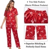 image:imageSWOMOG Womens Silk Satin Pajama Sets 3Pcs Button Down Pj Set Short Sleeve Sleepwear Loungewear Pjs Nightwear XSXXLRed and White Bow