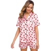 image:imageSWOMOG Womens Silk Satin Pajamas Set Short Sleeve Sleepwear Button Down Top and Shorts Loungewear 2 Piece Pjs Set XS3XLPink Kiss