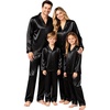 image:imageSWOMOG Family Matching Pajamas Silk Satin Long Sleeve Sleepwear Soft Button Down Loungewear 2 Pcs Pj Set KidsBlack