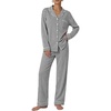 image:imageSWOMOG Women 100 Cotton Pajama Set Long Sleeve Shirts with Pockets Button Down Cute LoungewearBlack Stripe