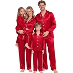 image:imageSWOMOG Family Matching Pajama Sets Couple Silk Satin Christmas PJs SetsRed