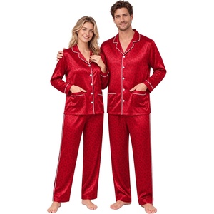 image:imageSWOMOG Family Matching Pajama Sets Couple Silk Satin Christmas PJs SetsRed Leopard